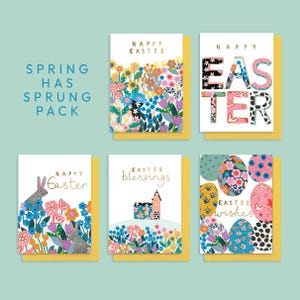 Spring Has Sprung - Packung mit fünf gemischten Osterkarten