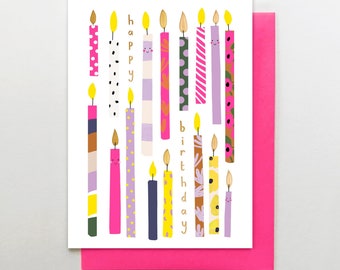 Happy Birthday Cake Candles Card for Her, Birthday Card for Kids ...