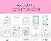 Axolotl Printable Activity and Coloring Sheets Maze Word search Axolotls Coloring Activity Mat Activity Bundle Coloring Pages Tic tac toe