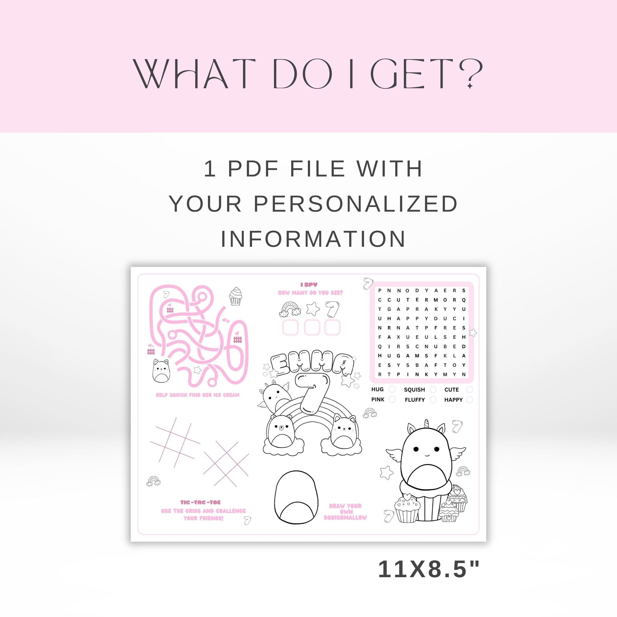 Squishmallows Personalized Birthday Party Activity Sheet Printable ...