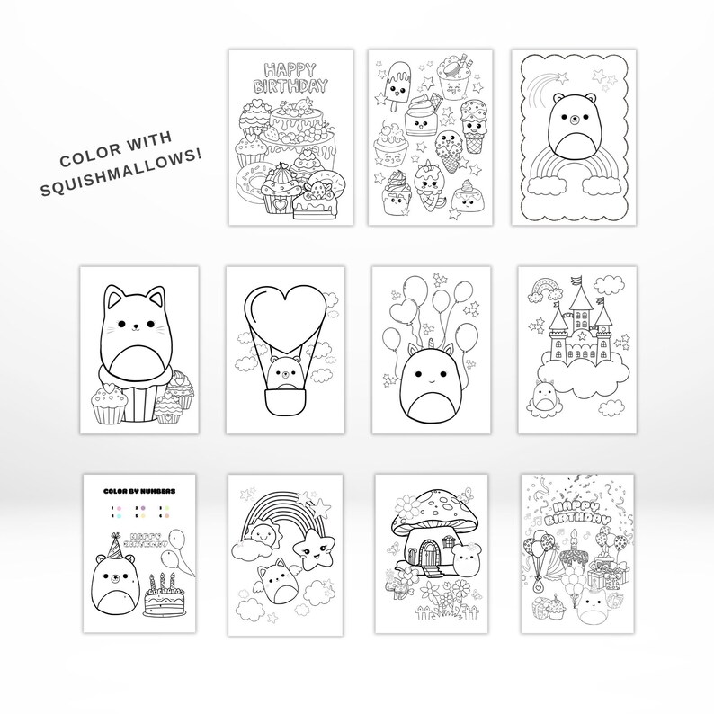 Printable Birthday Activity and Coloring Sheets Squishmallow Birthday