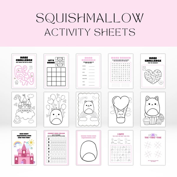 Printable Birthday Activity and Coloring Sheets Squishmallow Birthday Party Squishmallow Activity Bundle Coloring Pages Word Search