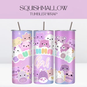 Squishmallow Girl 20 oz Skinny Tumbler Wrap Squishmallow Girl Sublimation animal Cute Kawaii Squishmallow style png digital download