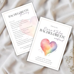 Convite para despedida de solteira lésbica e itinerário digital Modelo digital Canva Modelo Festa de despedida de solteira Fim de semana LGBTQ Casamento lésbica