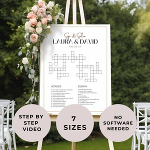 Custom Wedding Crossword Puzzle Template Personalized Bridal Shower Crossword Game Large Sip & Solve Puzzle Giant Crossword Puzzle