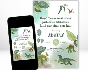 Editable Dinosaur Birthday Party Invitation Template Dinosaur Birthday Invitation Dino