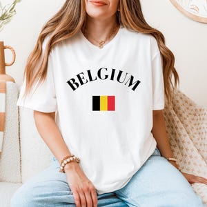 Chemise Belgique - T-shirt carte de la Belgique - T-shirt drapeau belge - Anvers, Bruxelles - Cadeau souvenir belge parfait