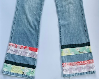 Handmade Patched Custom strap on denim jeans
