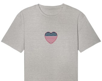 100% organic USA Heart Shirt  - Organic Relaxed Shirt