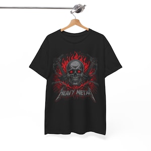 Maglietta con teschio Heavy Metal - Maglietta rock unisex, regalo per gli amanti della musica, maglietta da concerto, moda alternativa, abbigliamento per Halloween