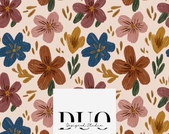 Patrón floral retro sin costuras, fondo floral, diseño de tela floral, descarga de papel digital, uso comercial
