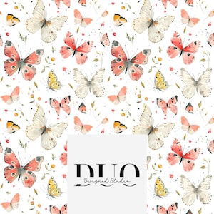 Sketch Butterflies Seamless Pattern, Repeat Tile Surface Pattern, Fabric Digital Paper Download Commercial Licence Non-Exclusive