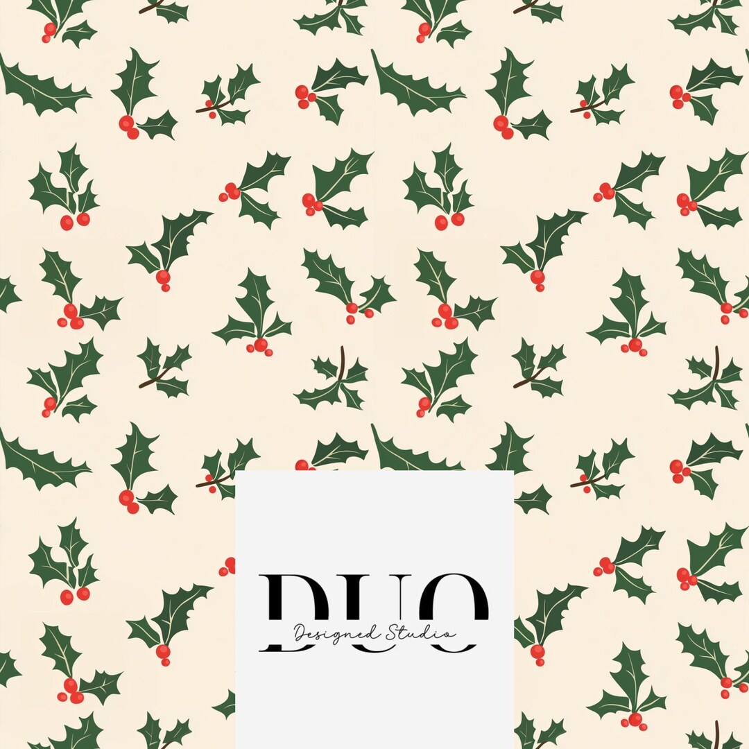 Holly Repeat Pattern Christmas Holly and Berries Seamless Pattern, Repeat Tile Surface ...