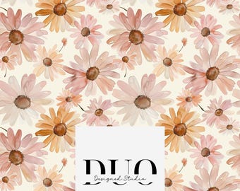 Colourful Daisies Seamless Pattern, Repeat Tile Surface Pattern, Fabric Digital Paper Download Commercial Licence Non-Exclusive