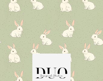 Springtime Bunnies Seamless Pattern, Spring Surface Pattern, Rabbits Fabric Pattern, Digital Download Paper, Commercial Use