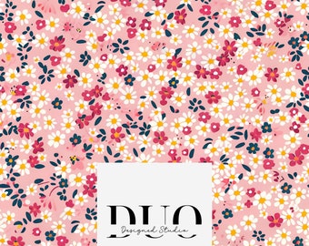 Pink Daisy Floral Seamless Pattern, Repeat Tile Surface Pattern, Fabric Digital Paper Download Commercial Licence Non-Exclusive