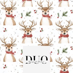 Patrón sin costuras de reno navideño, patrón repetido de superficie de mosaico, papel digital de tela, descarga de licencia comercial no exclusiva