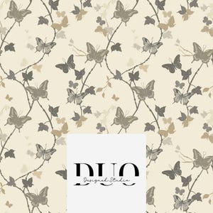 Neutral Butterflies Seamless Pattern, Cream Butterflies Seamless Pattern for Commercial Use, Butterfly Seamless Digital Download