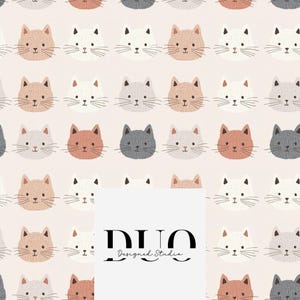 Cute Kittens Seamless Pattern, Cat Repeat Surface Pattern, Fabric Pattern Digital Download Paper Commercial Licence Non-Exclusive