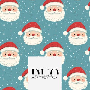 Santa Claus Seamless Pattern, Father Christmas Seamless Background Pattern, Christmas Digital Paper, Snow Seamless, Commercial Use