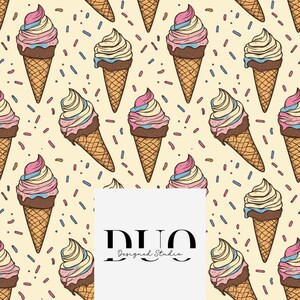 Ice Creams and Sprinkles Seamless Pattern, Ice Cream Background Pattern, Summer Digital Paper Download, Commercial Use