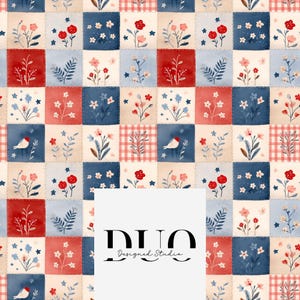 Fourth July Patchwork Seamless Pattern, Fourth of July Seamless, Independence Day Freedom Print Repeating Background, Commercial Use