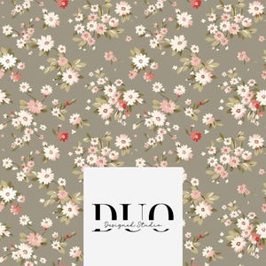 Khaki Ditsy Floral Seamless Pattern, Repeat Surface Pattern, Fabric Pattern Digital Paper Download Commercial Licence Non-Exclusive