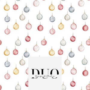 Christmas Sketched Baubles Seamless Pattern, Christmas Background Pattern, Christmas Repeating Pattern, Digital Paper, Commercial Use