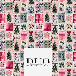 Preppy kerst patchwork naadloos patroon, kerst quilt achtergrond, kerst naadloos patroon, digitaal stofpapier, commercieel gebruik
