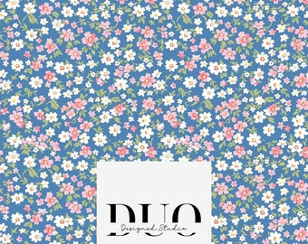 Ditsy Blue Floral Seamless Pattern, Repeat Tile Surface Pattern, Fabric Pattern Digital Paper Download Commercial Licence Non-Exclusive