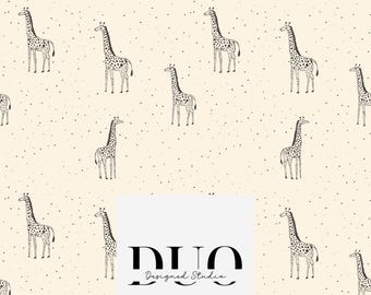 Giraffes Seamless Pattern, Zoo Seamless Design, Giraffe Background, Scrapbook Paper, Repeat Tile, Nursery Fabric Digital Download