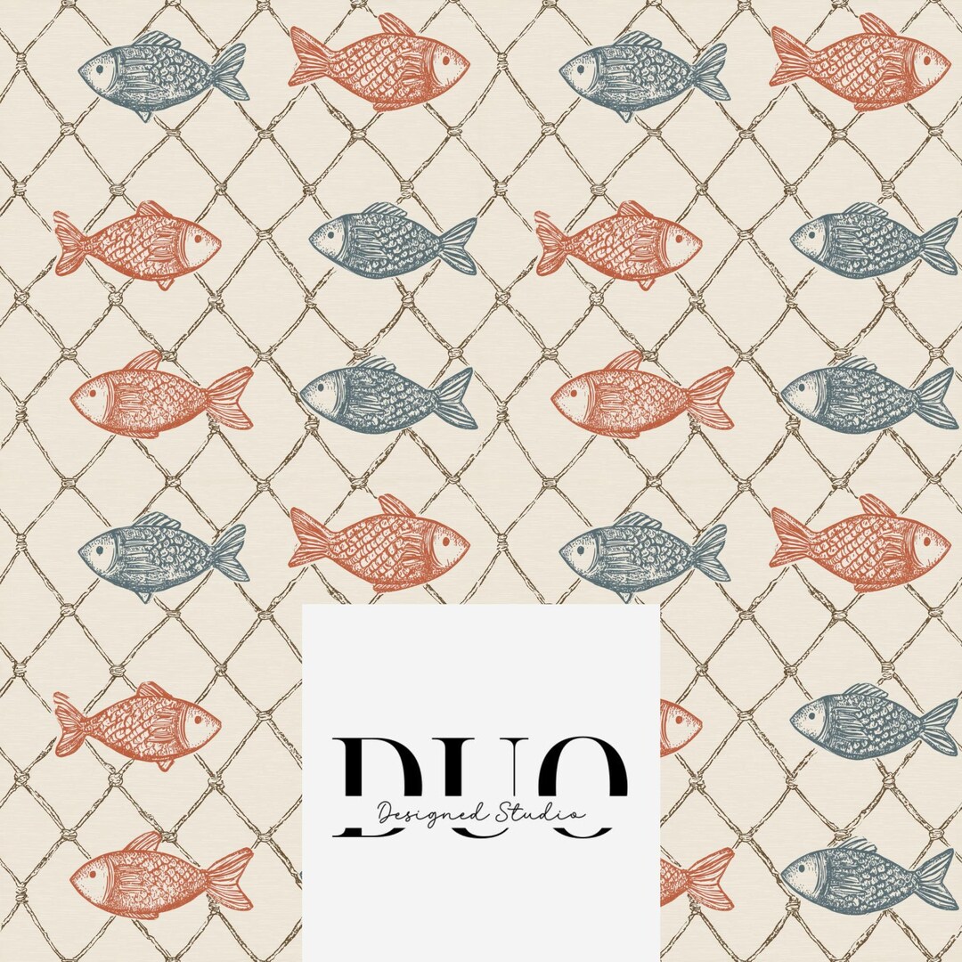 Fish in Fishing Nets Seamless Pattern, Sealife Background Pattern ...