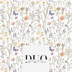 Butterfly Meadow Seamless Pattern, Repeat Surface Pattern, Fabric Pattern Digital Download Paper Commercial Licence Non-Exclusive