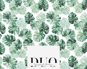 Aquarell Monstera Blätter Musterdesign, Monstera Hintergrund, Regenwald Oberfläche Muster Design, Digital Download Papier, kommerzielle Nutzung