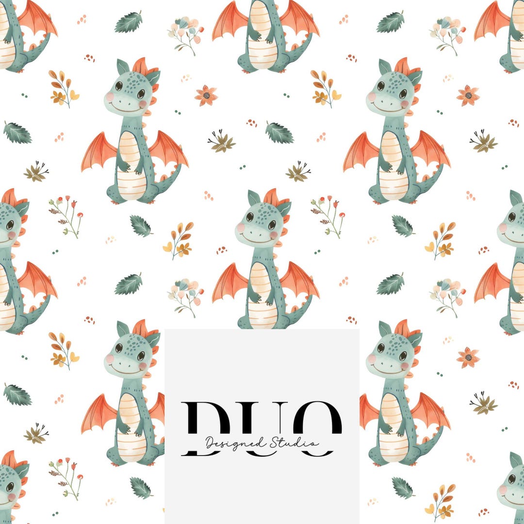 Cute Dragon Seamless Pattern, Dragon Surface Pattern, Kids Fabric ...
