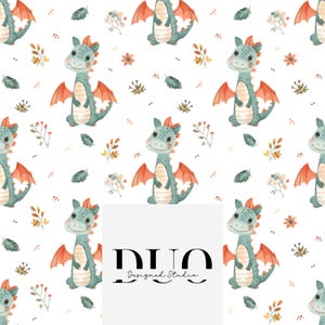 Cute Dragon Seamless Pattern, Dragon Surface Pattern, Kids Fabric Pattern Digital Download Paper, Nursery Background Design, Commercial Use