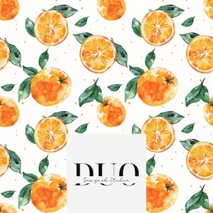 Juicy Oranges Seamless Pattern, Oranges Repeat Tile Surface Pattern, Fabric Digital Instant Download, Watercolour Citrus Fruit Background