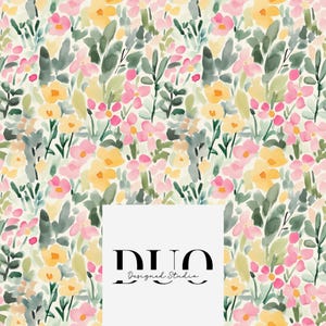 Watercolour Spring Floral Seamless Pattern, Repeat Tile Surface Pattern, Fabric Digital Paper Download Commercial Licence Non-Exclusive