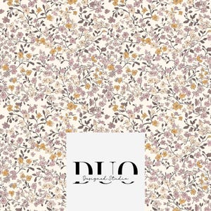 Caramel Lilac Ditsy Floral Seamless Pattern, Beige Floral Pattern, Fabric Background Pattern, Digital Paper Download, Commercial Use