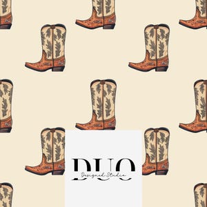 Cowboy Boots Seamless Pattern, Western Repeat Surface Pattern, Cowgirl Fabric Pattern, Digital Paper Download, Commercial Use