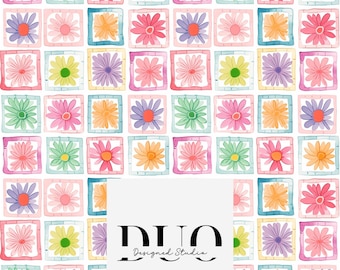 Modèle sans couture de courtepointe en patchwork floral peint, arrière-plan transparent en patchwork, motif répété Boho, utilisation commerciale de téléchargement de papier numérique