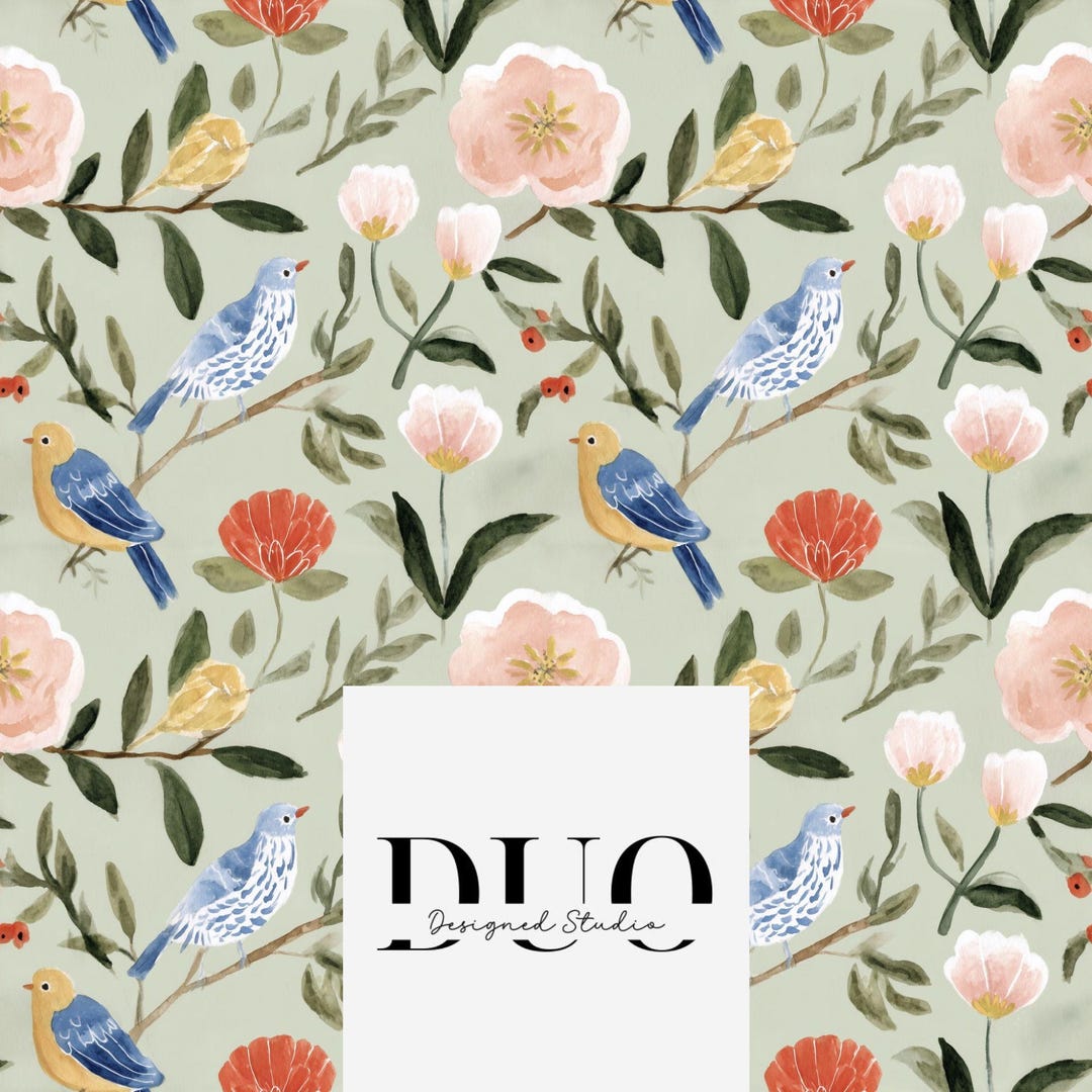 Chinoiserie Bird Floral Seamless Pattern, Repeat Tile Surface Pattern ...