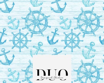 Coastal Nautical Seamless Pattern, Repeat Surface Pattern, Seaside Fabric Pattern, Digital Download Paper, Commercial Use