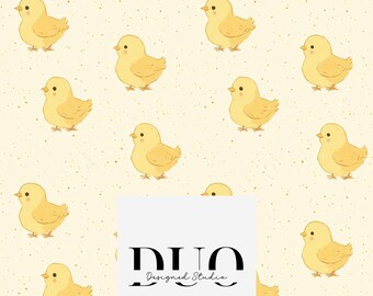 Fluffy Chicks Seamless Pattern, Farmyard Digital, Cute Chickens Background, Homesteading Background, Repeat Tile, Fabric Digital Download