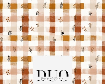 Patrón floral suave sin costuras de cuadros vichy, fondo de patchwork sin costuras de cuadros vichy, descarga de papel digital de tela otoñal, uso comercial