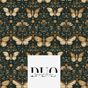 Dreamy Moths Seamless Pattern, Repeat Surface Pattern, Fabric Pattern Digital Download Paper Commercial Licence Non-Exclusive