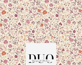 Ditsy Pink and Mauve Floral Seamless Pattern, Ditsy Flowers Repeat Surface Pattern, Fabric Pattern Digital Paper Download, Commercial Use