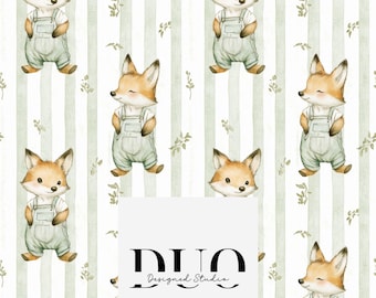 Fox Seamless Pattern, Fox Nursery Background Pattern, Woodland Animals Fabric Pattern, Digital Download Paper, Commercial Use