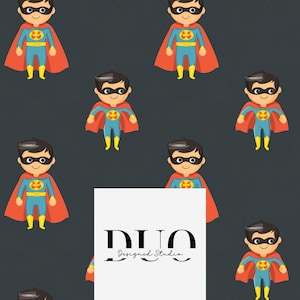 Superhero Boy Seamless Pattern, Superhero Digital Paper, Superhero Background, Superhero Seamless, Commercial Use