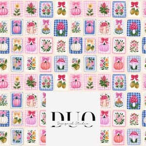 Preppy Patchwork Stamps Seamless Pattern, Seamless Patchwork Background, Boho Repeat Pattern, Digital Paper Download Commercial Use